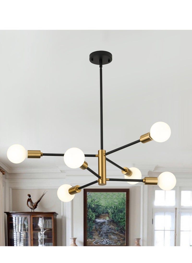 MIXDE Modern Chandeliers for Dining Room Ceiling Light Fixture Black and Gold Chandelier 6 Light Sputnik Chandeliers Mid Century Pendant Light for Living Room Kitchen Island Bedroom Foyer  - Image 1