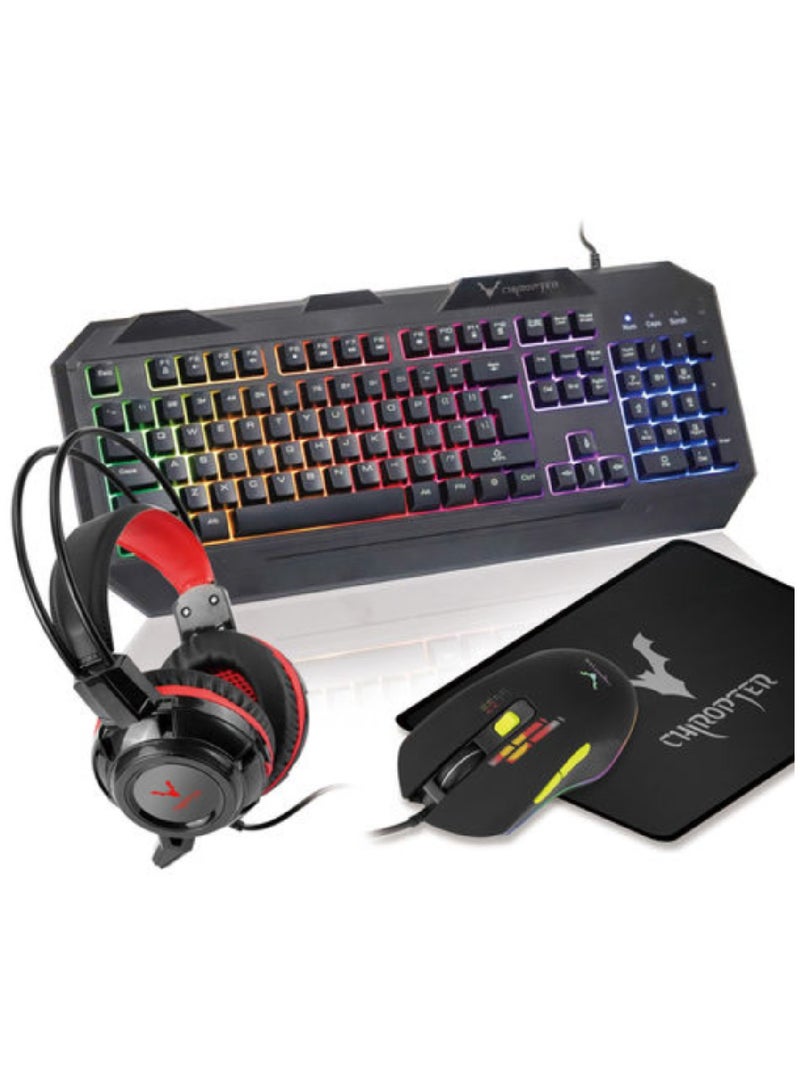 4 in1 Gaming Keyboard Whit Mouse pad Mouse Gaming Headset Wired Led Rgb Backlight Bundle For Pc Gamers and Xbox and PS4  - Image 1