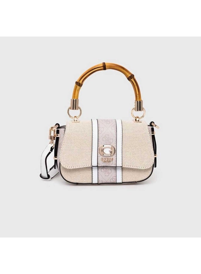 GUESS حقيبة يد صغيرة من غس كيريم 4G بشعار AG933778 أبيض لوجو - Image 1