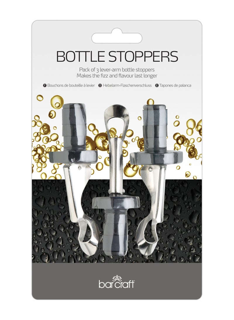 Barcraft Bar Craft Barcraft Lever-Arm Action Bottle Stoppers, Set Of Three, Blister Packed  - Image 3