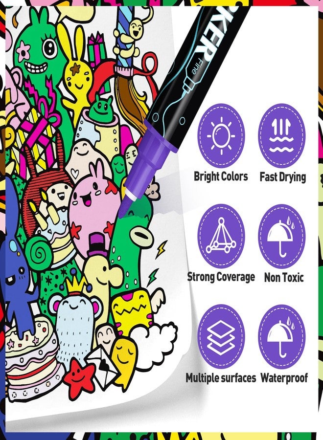 FUMILE 48 Colors Acrylic Paint Markers Dual Tip(Fine and Dot Tip), Paint Pens Acrylic Markers for Wood, Rock, Plastic, Glass, Ceramic, Canvas.Acrylic Paint Markers Set for DIY Christmas Card and Art - Image 4