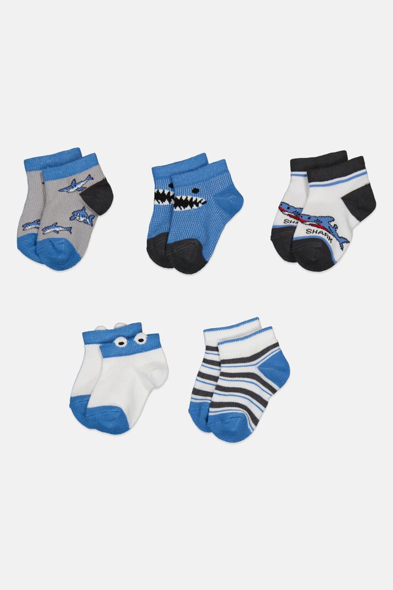 Joe Boxer Toddlers Boy 5 Pairs Graphic Print Ankle Socks, Multicolor - Image 3