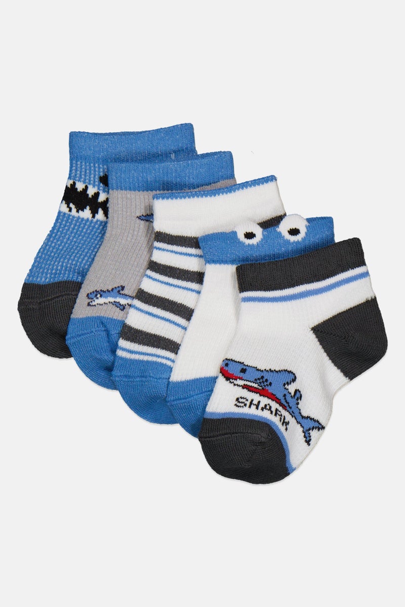 Joe Boxer Toddlers Boy 5 Pairs Graphic Print Ankle Socks, Multicolor - Image 1