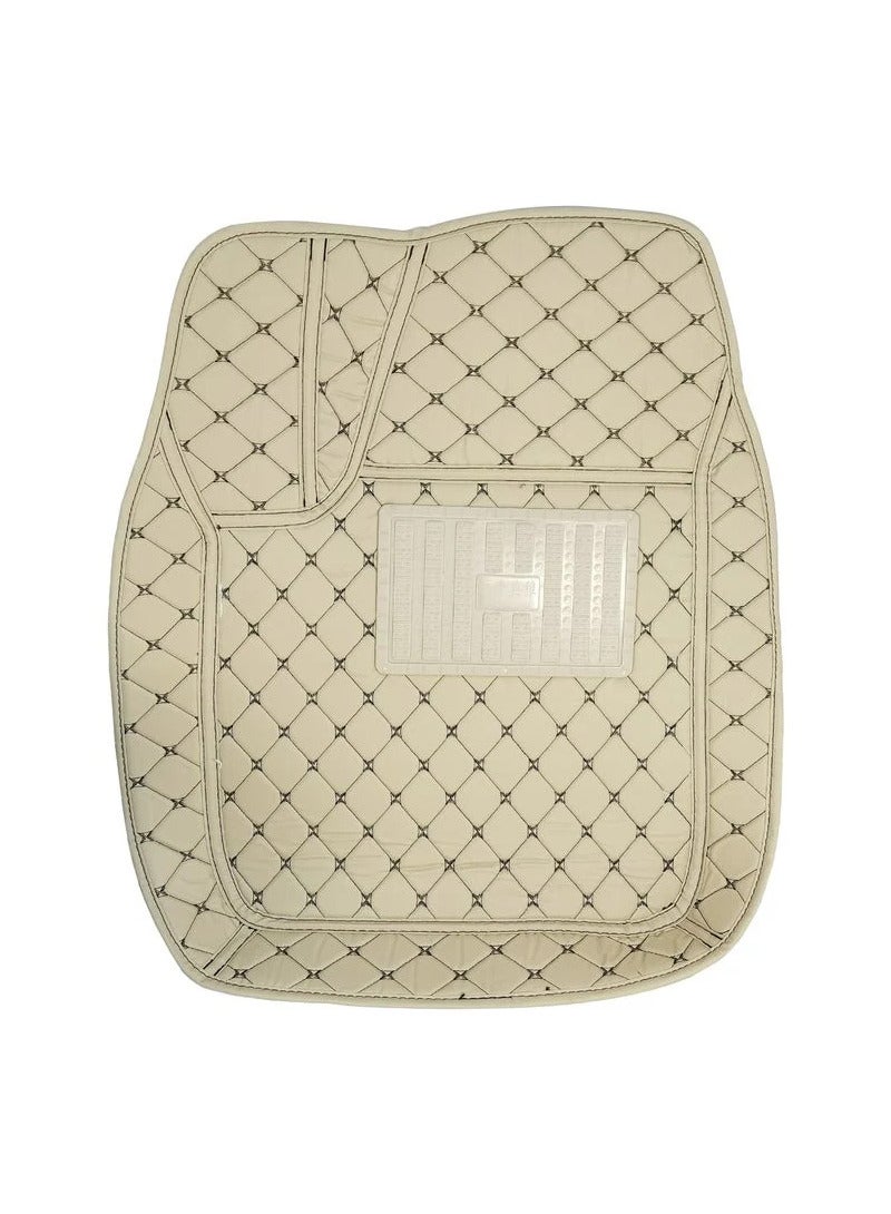 Universal Car Floor Mat 3D Car Floor Mat Set 5Pcs Set Car Mat Set Contrast Stitching Mat Beige - Image 5