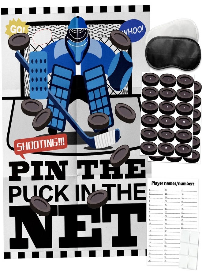 PARTYLOUD Pin The Puck on The Net, Hockey Party Birthday Party Games, Ice Hockey Holiday Party Fun Games Supplies Decorations Decor for Kids Families Adult Groups - Image 1