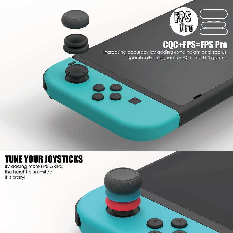 Skull & Co. Skin, CQC and FPS Thumb Grips Set Joystick Cap Analog Stick Cap for Nintendo Switch Joy-Con Controller - Black, 3 Pairs (6pcs) - Image 4
