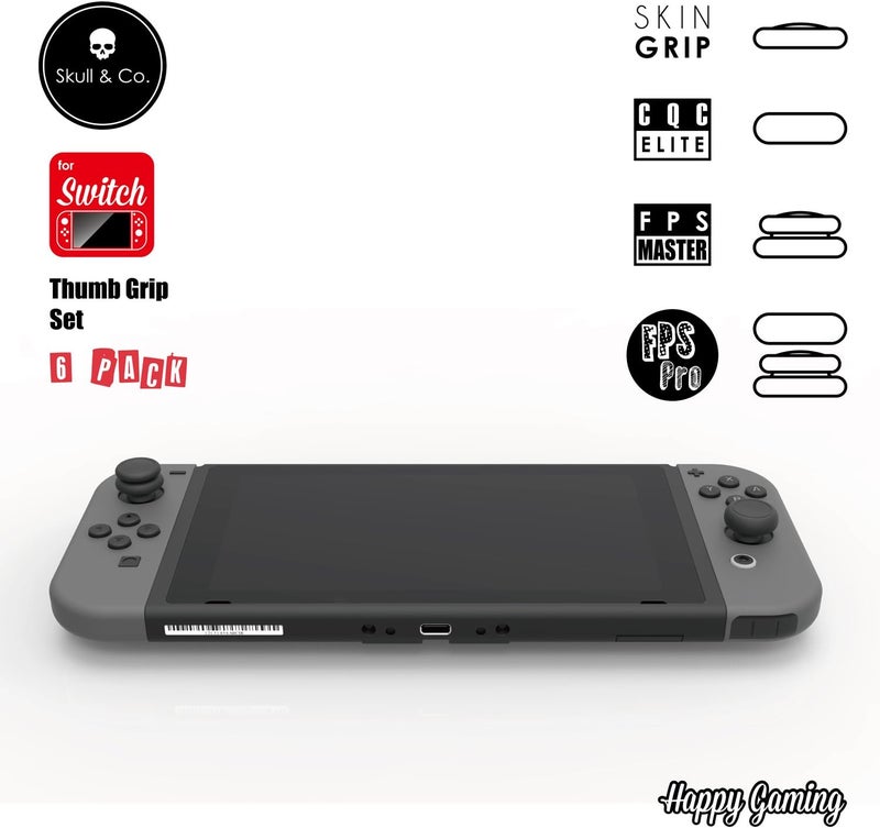 Skull & Co. Skin, CQC and FPS Thumb Grips Set Joystick Cap Analog Stick Cap for Nintendo Switch Joy-Con Controller - Black, 3 Pairs (6pcs) - Image 5