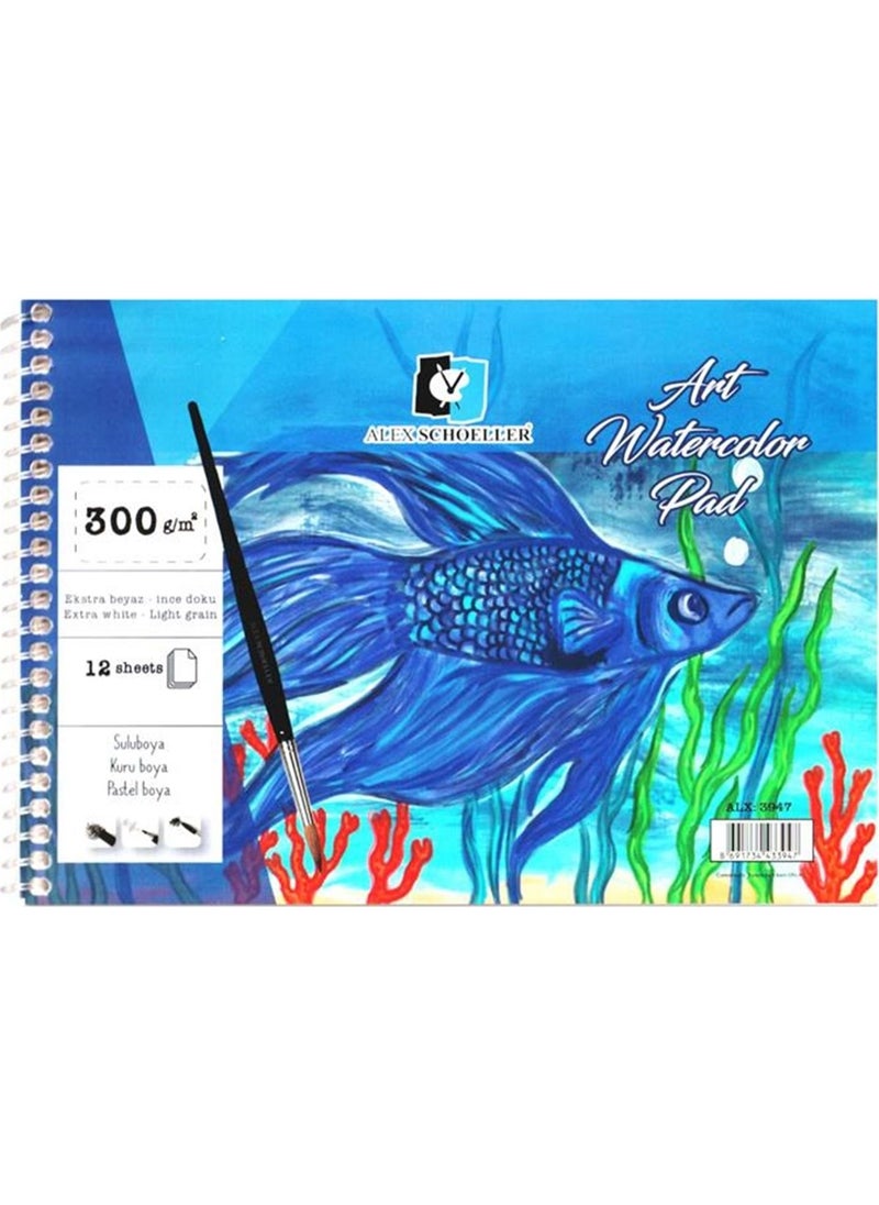Alex Schoeller A4 Spiral Water Color Watercolor Notebook 300 gr 12 pcs 