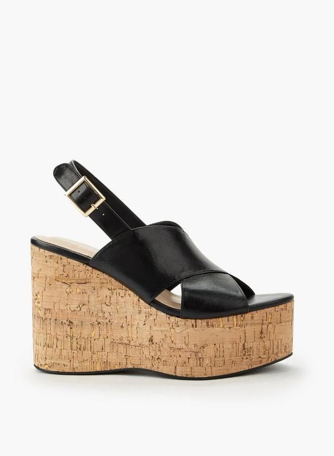 Surestep BLACK Women Wedge Heel Sandals for Women | Best Price UAE