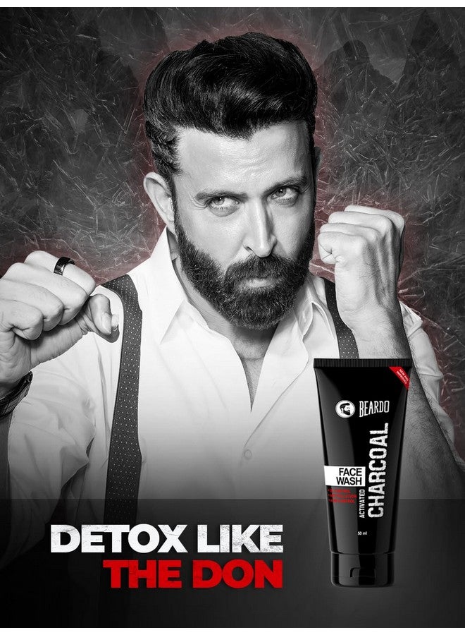 BEARDO Beardo Activated Charcoal Face Wash for men, 50ml | For Deep Pore Cleaning and Removes Dirt | face wash for acne and pimples | face wash for oily skin - Image 2