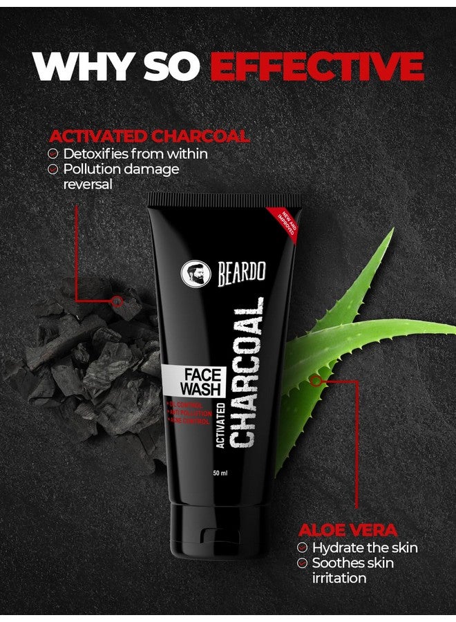 BEARDO Beardo Activated Charcoal Face Wash for men, 50ml | For Deep Pore Cleaning and Removes Dirt | face wash for acne and pimples | face wash for oily skin - Image 3