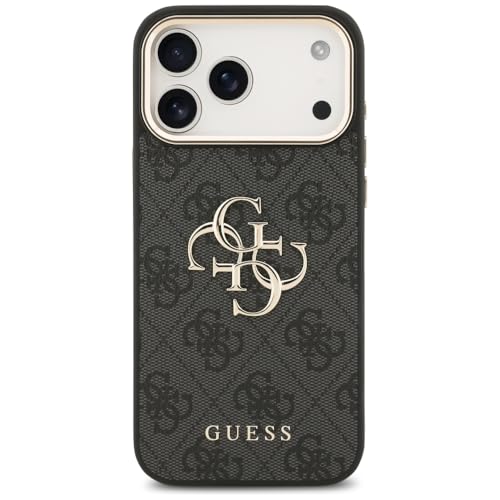 CG MOBILE Guess [Official Licensed] Protective Case Designed for iPhone 17 Pro Max | 4G Pu Leather Case with Big 4G & Classic Logo & Gold Metal Camera Frame -Black - Image 3