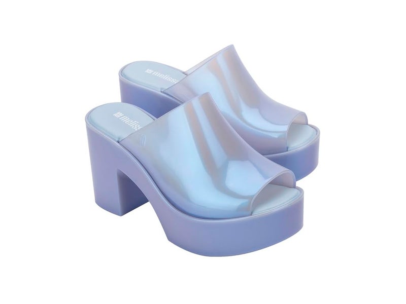 Melissa Mule Hype Heel - Fashion Sandal for Women - Iridescent Comfortable Mule Style - 9.5cm Heel Height - High-Shine Upper with Bubblegum Scent - Chic and Sophisticated, Pearly Blue, 7 - Image 3