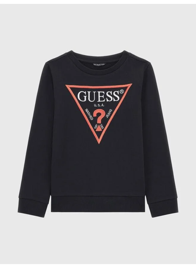 GUESS Kids Logo Long Sleeve Fleece Sweatshirt