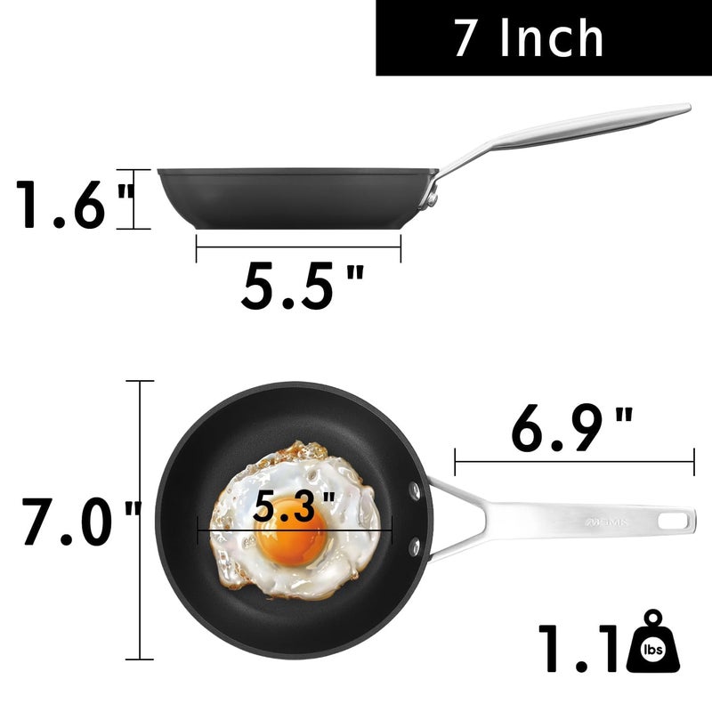 MsMk 7 inch Small Frying Pan, Carbonize also Nonstick Omelette Pan, PFOA Free Non-Toxic, Scratch-resistant, Induction Egg skillet, for Induction, Ceramic and Gas Cooktops - Image 2