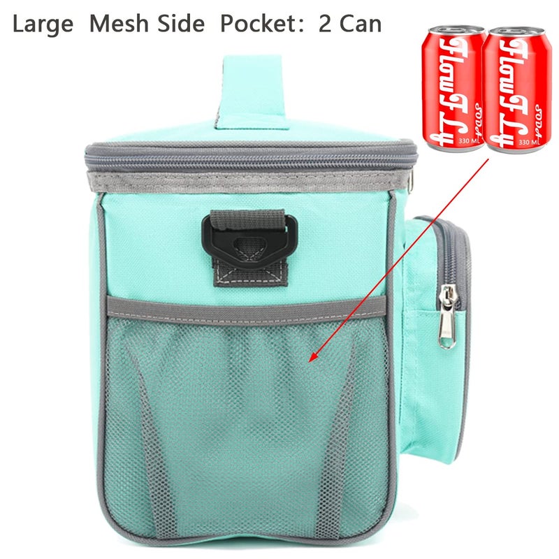 FlowFly Insulated Reusable Lunch Bag Adult Large Lunch Box for Women and Men with Adjustable Shoulder Strap,Front Zipper Pocket and Dual Large Mesh Side Pockets,Jade - Image 5