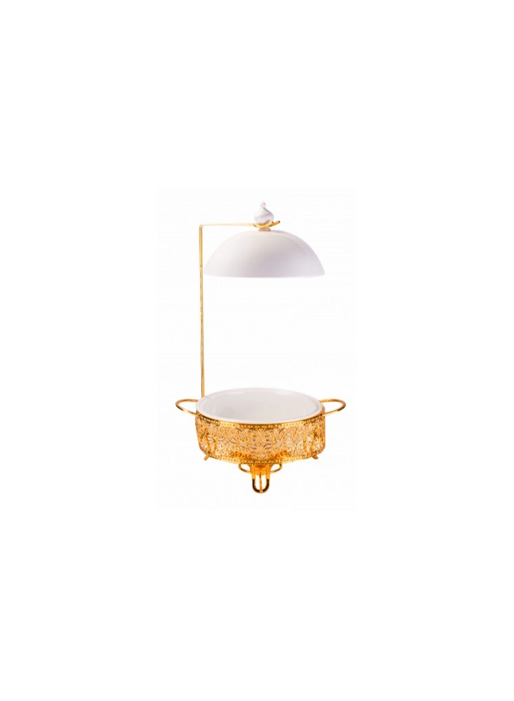 السيف  سخان شوربة مع ستاند-26.5سم ابيض ذهبي