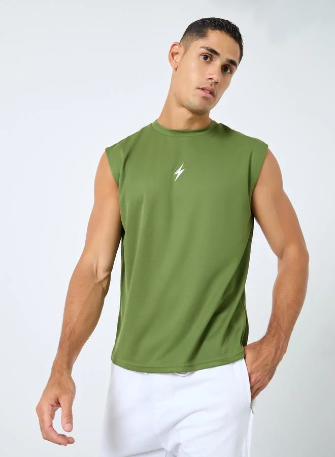 ستايلي Styli Relaxed Fit Workout Active Tank with Minimal Print