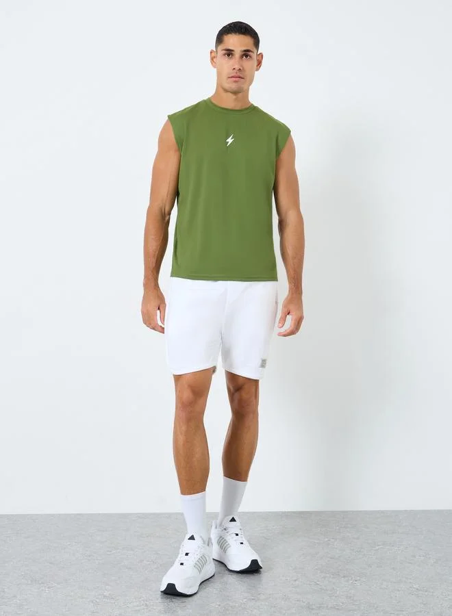 ستايلي Styli Relaxed Fit Workout Active Tank with Minimal Print