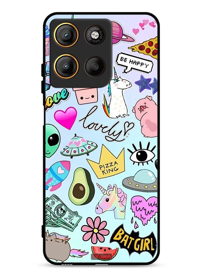 Tolwak Motorola Moto G15 Protective Case Cover Lovely Stickers