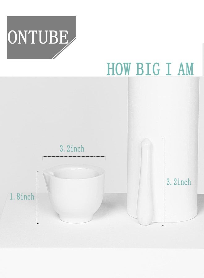 ONTUBE Mortar and Pestle Set, Ceramic Stoneware Spice Herb Grinder Pill Crusher Set (3.2 Inch) - Image 3