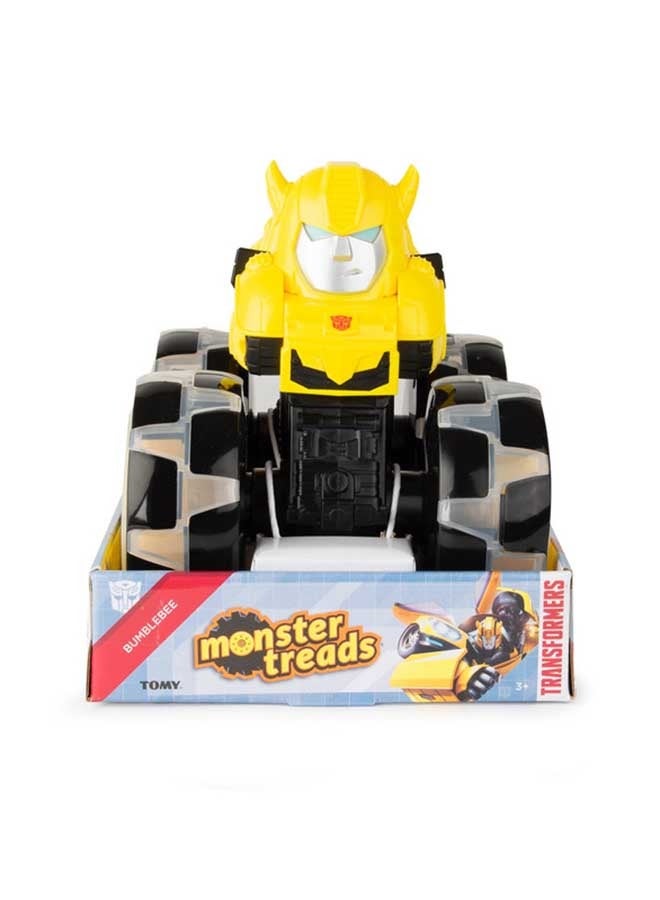 TOMY لعبة شاحنة الوحش جون دير ترانسفورمرز بامبلبي بعجلات مضيئة مذهلة، عجلات مضيئة مبتكرة للعب في الليل، شاحنة وحش صفراء متينة للأولاد والبنات من سن 3 سنوات وما فوق - Image 1