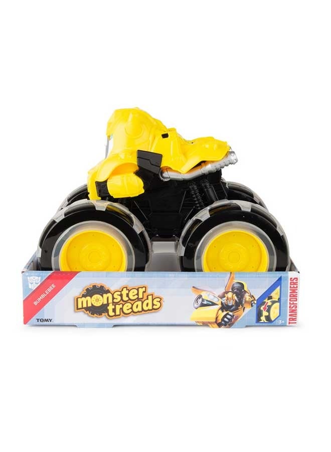 TOMY لعبة شاحنة الوحش جون دير ترانسفورمرز بامبلبي بعجلات مضيئة مذهلة، عجلات مضيئة مبتكرة للعب في الليل، شاحنة وحش صفراء متينة للأولاد والبنات من سن 3 سنوات وما فوق - Image 2