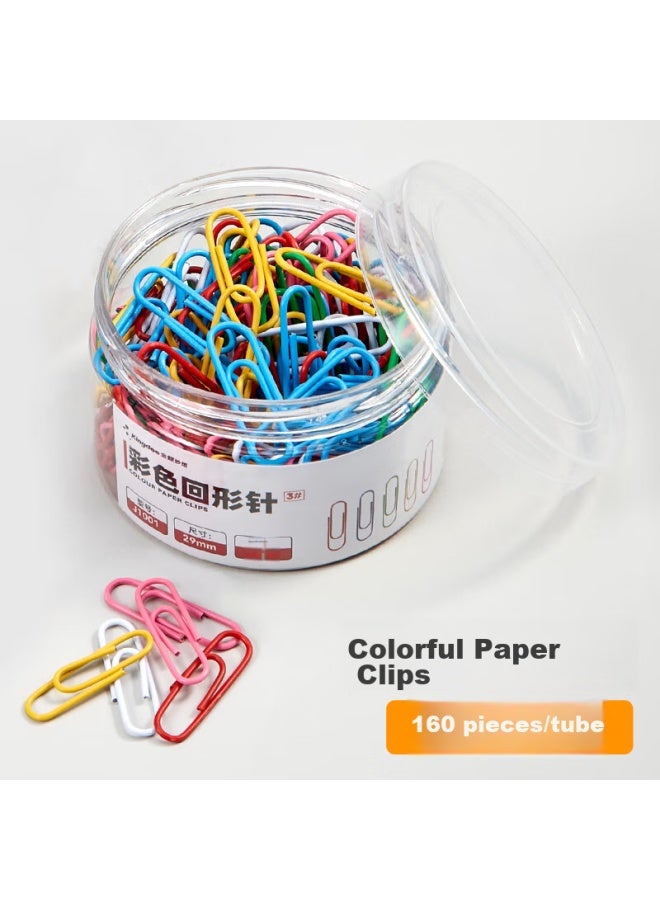 Kingdee Colored Paper Clips, Metal Binder Clips, 160 Pieces/tube, 29mm Large File Clips, Office Supplies - Image 1