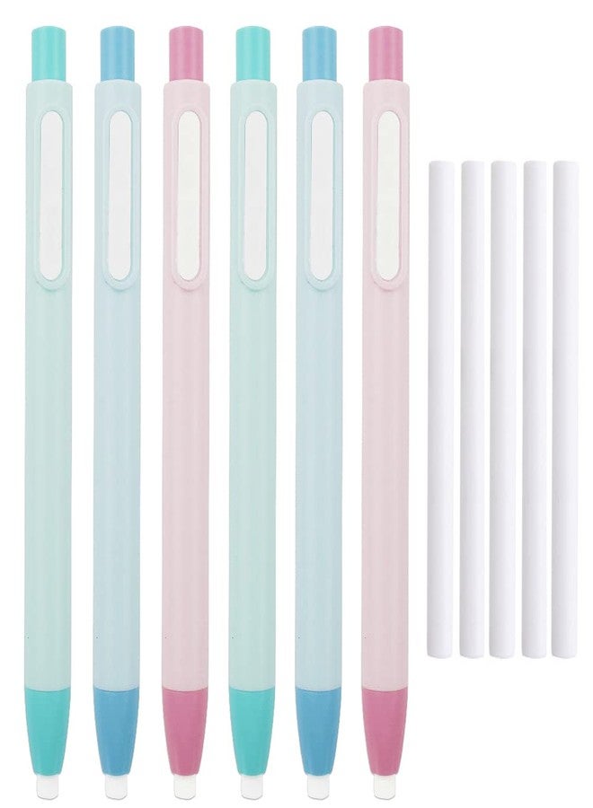 Geluode 6Pcs Retractable Click Eraser with 6Pcs Refill Erasers, Colourful Premium Pen Style Rubber Stick Erasers Mechanical Grip Eraser for Kids Students Artist Painting Writing - Image 1
