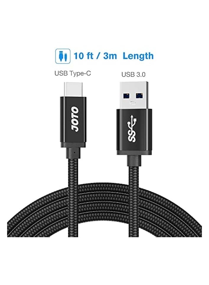 JOTO Type C Cable Extra Long 10ft, USB-C 3.1 Type-C to USB 3.0 Type A Charging Data Cable Heavy Duty Nylon Braided for iPad Pro 12.9/11 Galaxy Ultra S20+ S10 S9 Note 10 9 Tab S4 Nintendo Switch -Black - Image 2