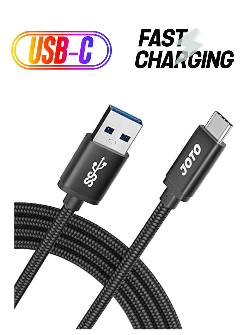 JOTO Type C Cable Extra Long 10ft, USB-C 3.1 Type-C to USB 3.0 Type A Charging Data Cable Heavy Duty Nylon Braided for iPad Pro 12.9/11 Galaxy Ultra S20+ S10 S9 Note 10 9 Tab S4 Nintendo Switch -Black - Image 1
