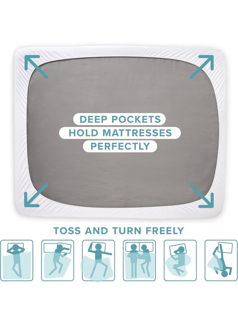 AURIO Premium King Size Waterproof Mattress Protector – Ultra-Soft Breathable Surface (200x200+30 cm) Noiseless & Hypoallergenic Fitted Bed Cover – Deep Pocket Mattress Pad for Total Protection against Spills, Dust Mites, and Stains - Image 4