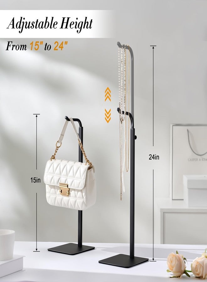 حامل عرض حقائب بيكبيف - علاقة قابلة للتعديل للحقائب والأكاليل والأكياس، رف طاولة أسود للاستخدام المنزلي والخزائن والمتاجر - Image 3