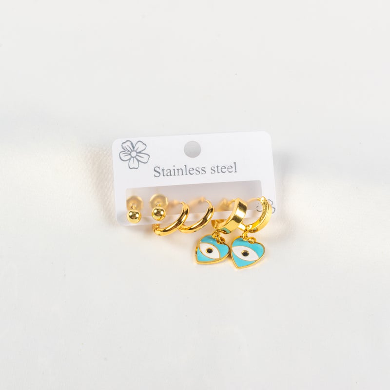 مجموعة من 3 حلق أستانليس ستيل ذهبي