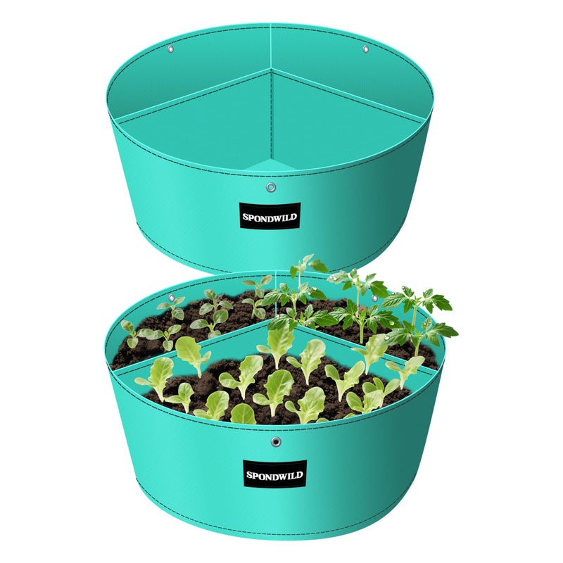 SPONDWILD 2 Pack 10 Gallon 3 Compartment Grow Bag, Vegetable Growing Bag Thickened PE Garden Pots with Drainage Holes, Branch-Binding Holes, Reusable Plant Bag for Vegetables,Flowers - Image 1