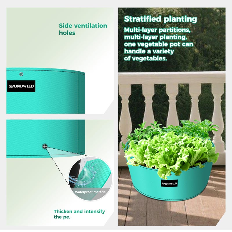 SPONDWILD 2 Pack 10 Gallon 3 Compartment Grow Bag, Vegetable Growing Bag Thickened PE Garden Pots with Drainage Holes, Branch-Binding Holes, Reusable Plant Bag for Vegetables,Flowers - Image 4
