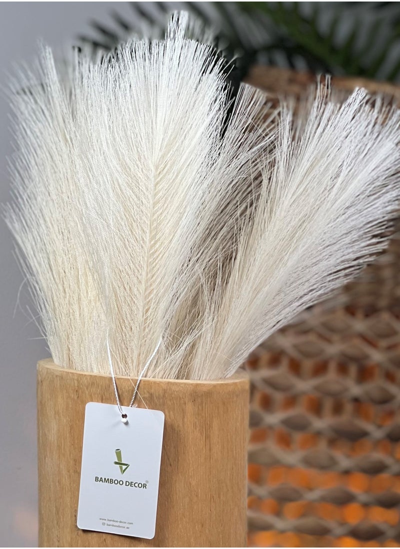 BAMBOO DECOR Bamboo Decor | Faux Pampas Grass 5 Pieces Of Artificial Dried Plants Extra Fluffy Stems For Vase Dried Fake Flowers For Boho-Vintage-Farmhouse Decor (Beige)  - Image 3