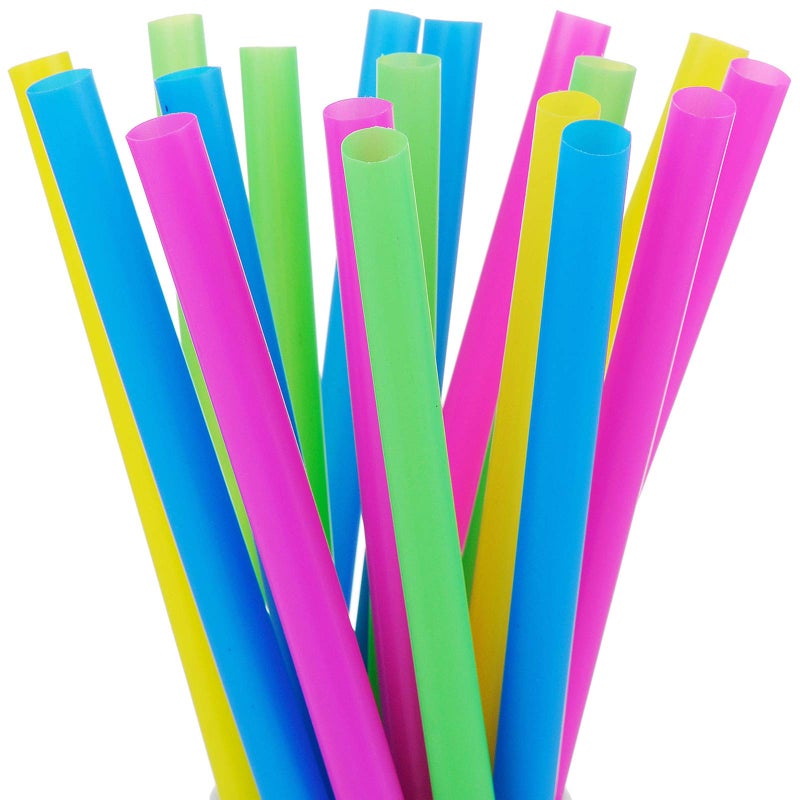 ALINK 100 Extra Large Plastic Bubble Tea Smoothie Straws  1/2"" Wide X 8 1/2"" Long Boba Straws - Image 1