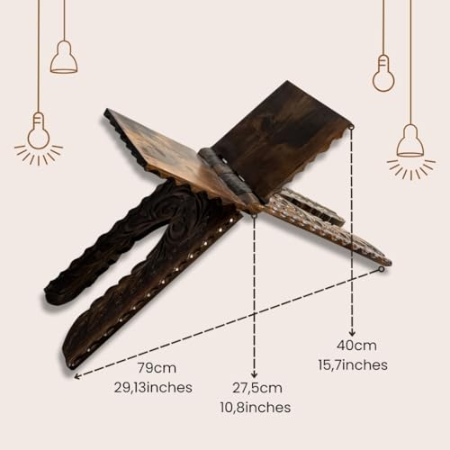 iwa concept Handcarved Wooden Quran Stand, Islamic Home Decor, Pray Room Decoration, Cedar Wood, Folding Quran Display Holder - Image 2