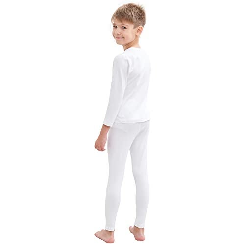HEROBIKER Thermal Underwear Boys Ultra Soft Fleece Lined Kids Thermals Long Johns Top Bottom Warm Set for Winter Skiing White - Image 2