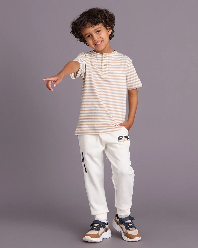 Redtag Boys White Printed Track Pants