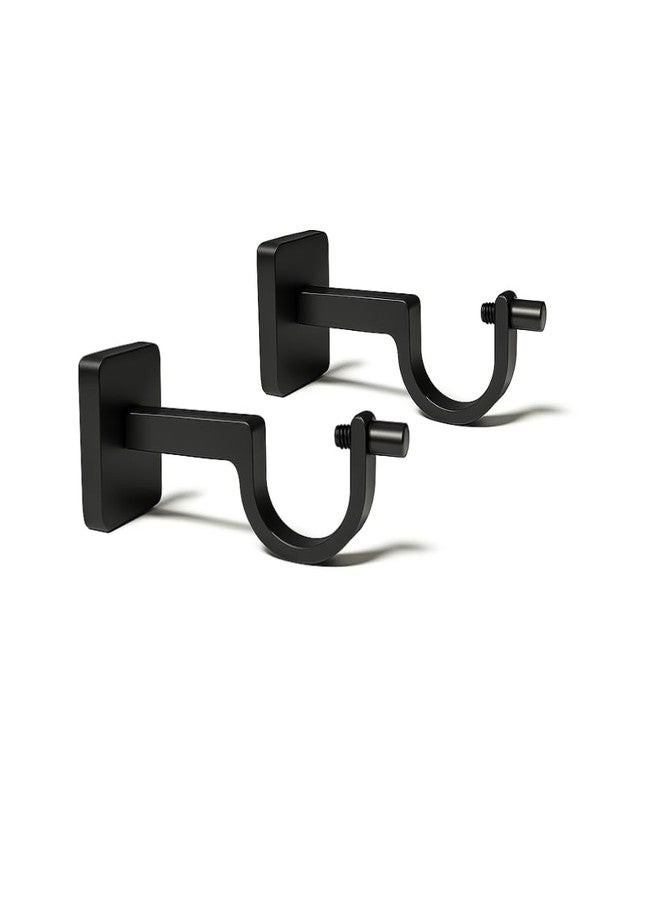 Colornest Curtain Rod Brackets for 1-Inch Curtain Pole | Premium Metal Curtain Holders, 35 Kg Load Capacity| Wall Mount Support Hardware - 2 pcs | Black Matte - Image 1