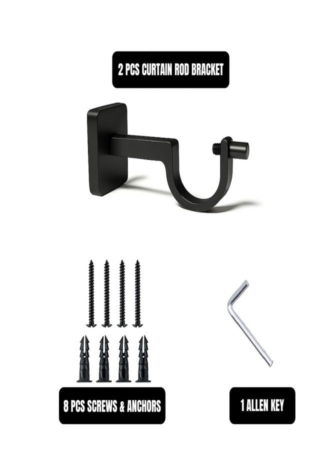 Colornest Curtain Rod Brackets for 1-Inch Curtain Pole | Premium Metal Curtain Holders, 35 Kg Load Capacity| Wall Mount Support Hardware - 2 pcs | Black Matte - Image 5