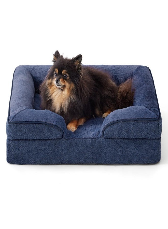 Made4pet Dog Bed Orthopedic, Dog Sofa for Small Dogs Supportive Foam Pet Cushions Bed with Washable Removable Cover, Egg-Crate Foam, Waterproof Lining Bottom, Blue, 24 * 18 * 6 Inch