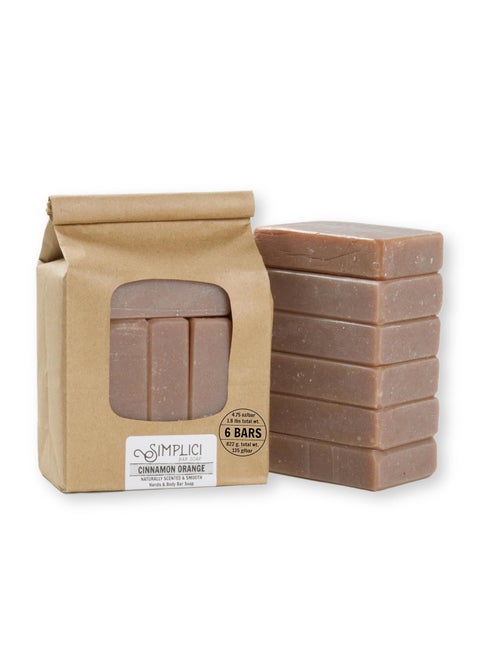 Cinnamon Orange Natural Soap smooth  pure essential oils 6 Bar Value Bag Palm Free