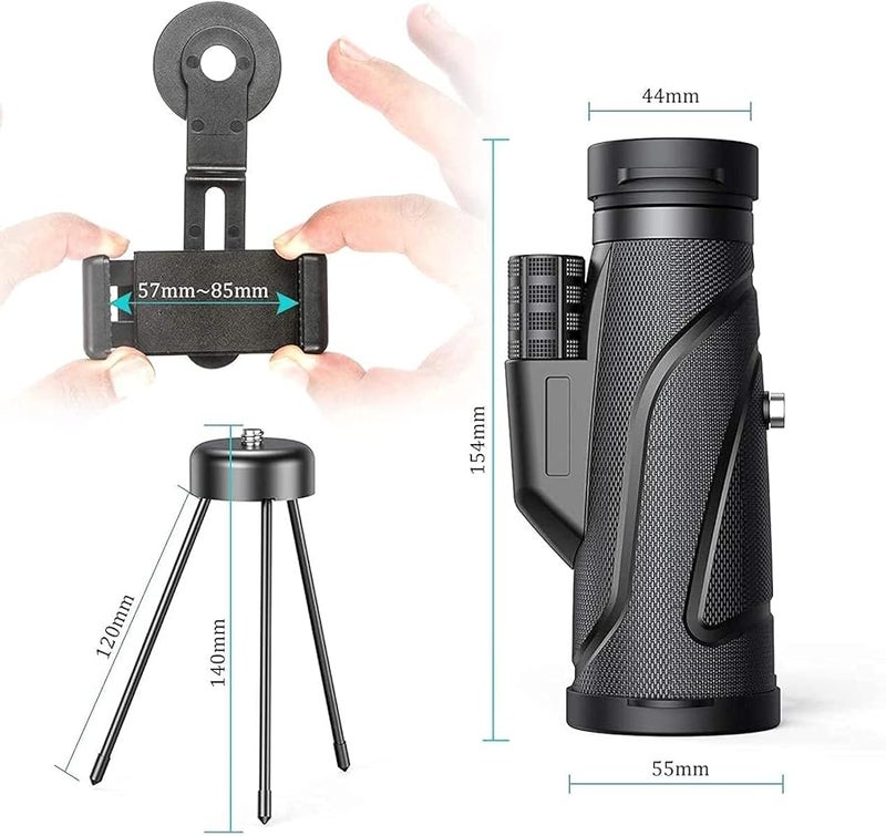 12x50 Monocular Telescope Waterproof Fogproof Shockproof with Phone Adapter Tripod for Bird Watching Camping Hiking - Image 5