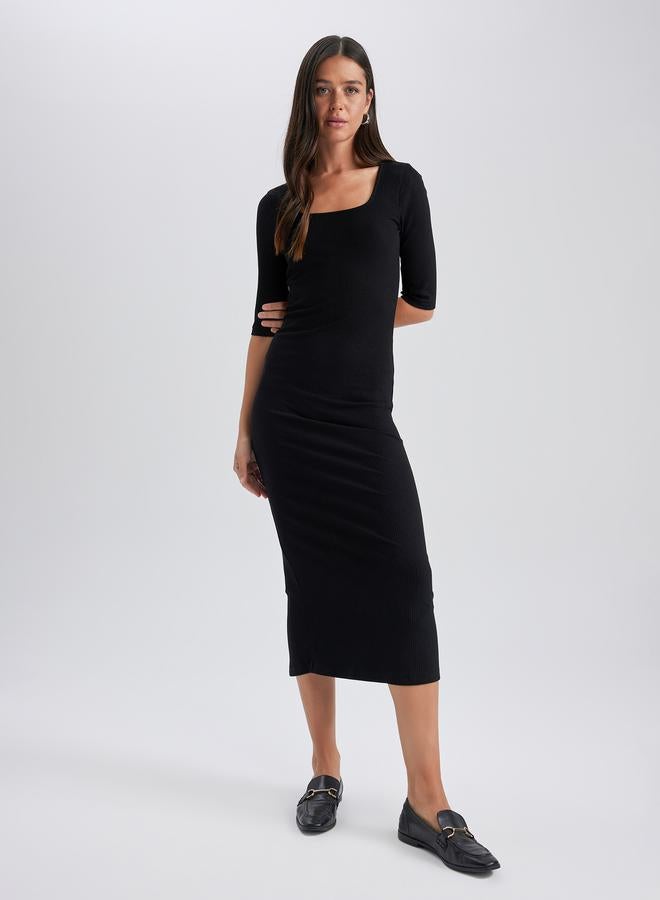 DeFacto Ribbed Black Dress  - Image 2