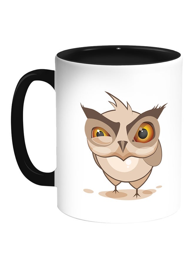 RYN Owl Printed Coffee Mug White/Black 11ounce
