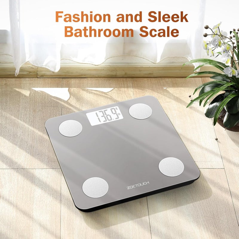 ZOETOUCH Smart Bathroom Scale for Body Weight Digital Weighing Scale with BMI Body Fat Muscle Mass Bluetooth Machine for People Work with App 14 Body Composition Analyzer - Image 2