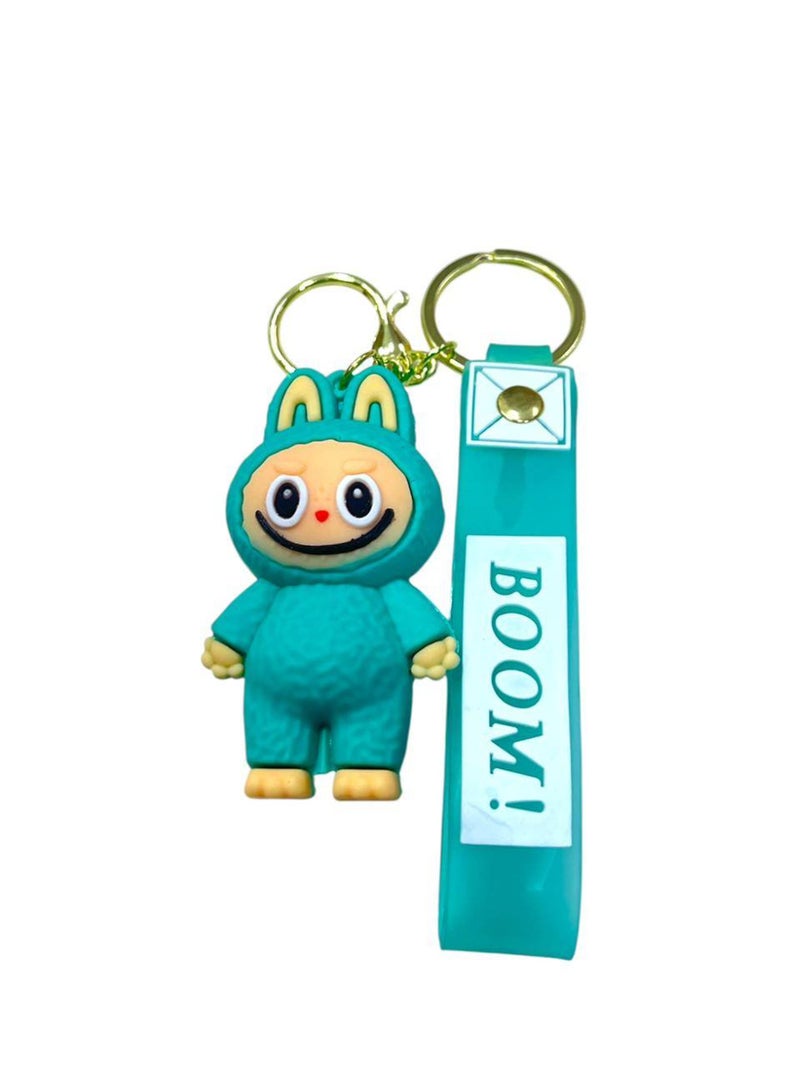 Monsters Labubu Keychain – Turquoise "BOOM!" Design 💥💚 A cute and trendy Labubu character keychain, perfect for decorating keys or bags. A great choice for a special gift that will spread joy!